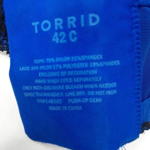 Torrid Blue & Black Smooth Cup‎ Push Up Demi Bra - Picture 6 of 7